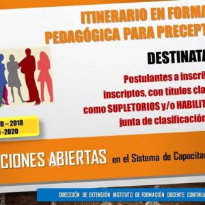 Itinerario en Formación Pedagógica para Preceptores – Cohorte 2019-2020