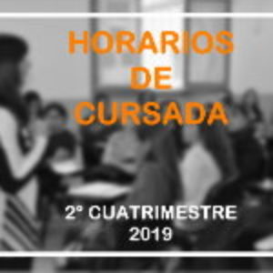 Horarios de cursada del 2° cuatrimestre 2019