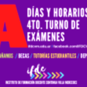 IMPORTANTE: 4to. Turno de Exámenes.