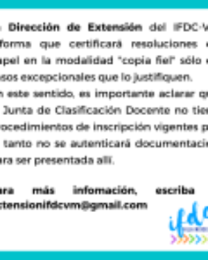 Información de la Dir. de Extensión: Junta de Clasificación Docente.