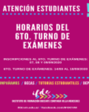 Horarios 6to. Turno exámenes virtuales