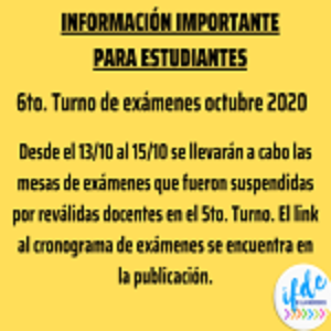 6to. Turno de exámenes octubre 2020