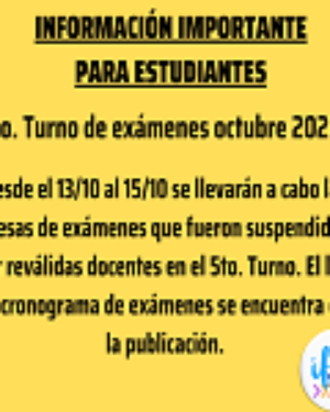 6to. Turno de exámenes octubre 2020