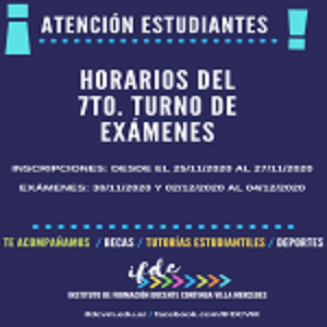 Horarios 7mo. Turno exámenes virtuales