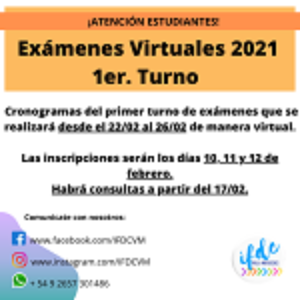 1er. Turno de exámenes virtuales 2021