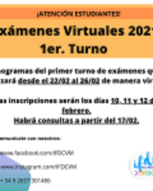 1er. Turno de exámenes virtuales 2021