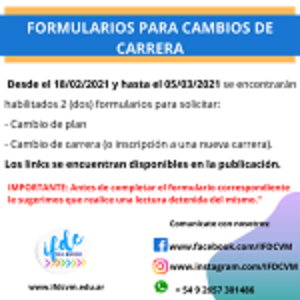 Formularios para cambio de plan/carrera