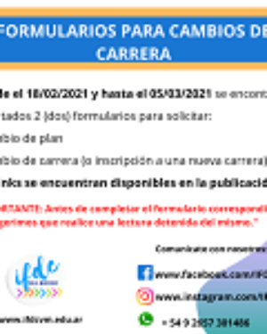 Formularios para cambio de plan/carrera
