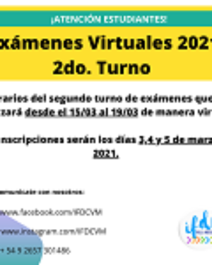 2do. Turno de exámenes virtuales 2021