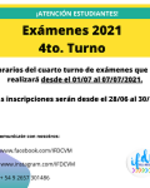 4to. Turno de exámenes 2021