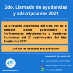 Resultados de Ayudantías y Adscripciones 2° cuatrimestre 2021