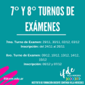 7° y 8° Turnos de exámenes