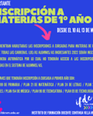 Inscripción a materias de 1° año