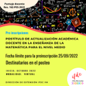 Postítulo de «Actualización Académica Docente en la Enseñanza de la Matemática para el Nivel Medio».