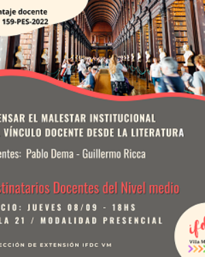 Capacitación: Repensar el malestar institucional y el vínculo docente desde la literatura.