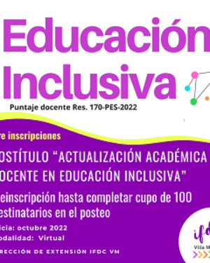 Postítulo de «Actualización Académica Docente en Educación inclusiva».