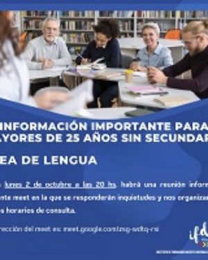 Cronograma de encuentros. Módulo de Lengua para mayores de 25 años sin secundario completo.
