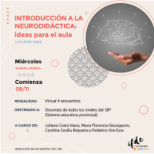 Capacitación: INTRODUCCIÓN A LA NEURODIDÁCTICA: ideas para el aula