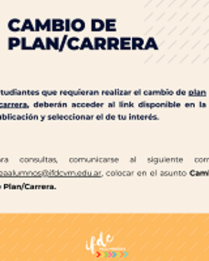 Cambio de plan / carrera
