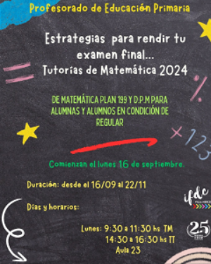 Tutorías de matemática 2024 – Estrategias para rendir tu examen final…