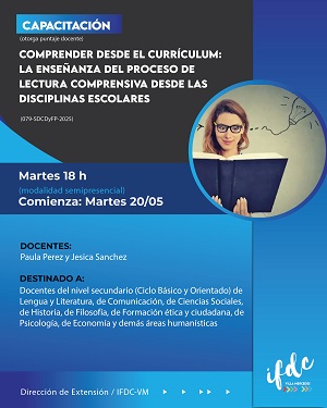 Capacitación: Comprender desde el currículum: la enseñanza del proceso de lectura comprensiva desde las disciplinas escolares