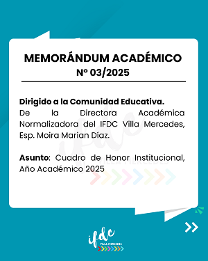 Cuadro de Honor Institucional, Año Académico 2025